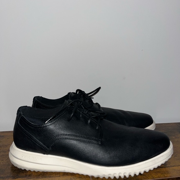 Men’s Cole Haan Grand+ Plain Toe Black Leather Oxford Shoe Size 13 Cushion Sole - Picture 2 of 16